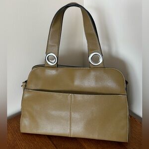 emilie m. Purse Dr Hand Bag Style Dijon Mustard Brown Zipper With Pockets